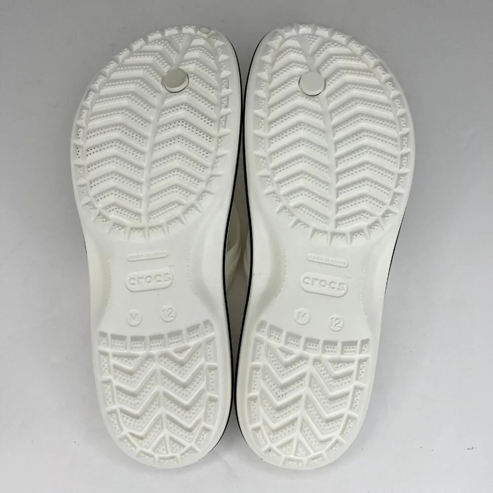 Crocs Mens Crocband Flip Flop Sandal Size 12 White Lightweight Slip On Summer